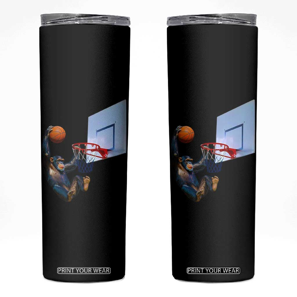 Funny Chimpanzee Basketball Monkey Skinny Tumbler TS11 Black Print Your Wear