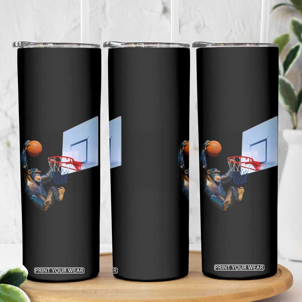 Funny Chimpanzee Basketball Monkey Skinny Tumbler TS11 Print Your Wear