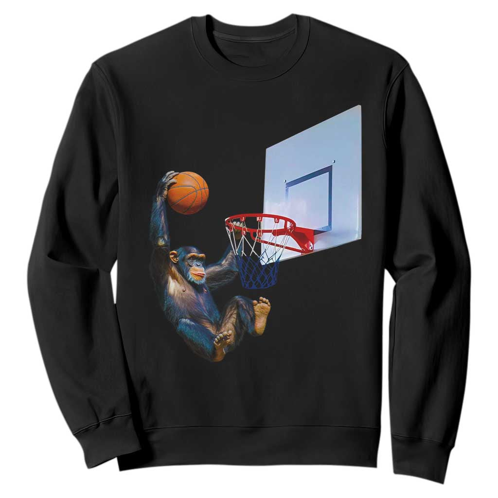 Funny Chimpanzee Basketball Monkey Sweatshirt TS11 Black Print Your Wear