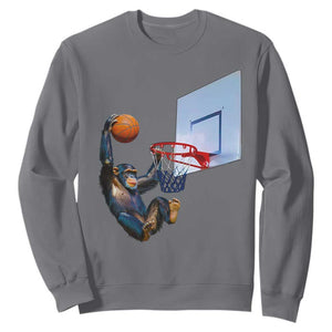 Funny Chimpanzee Basketball Monkey Sweatshirt TS11 Charcoal Print Your Wear