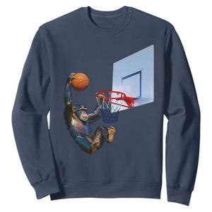 Funny Chimpanzee Basketball Monkey Sweatshirt TS11 Navy Print Your Wear