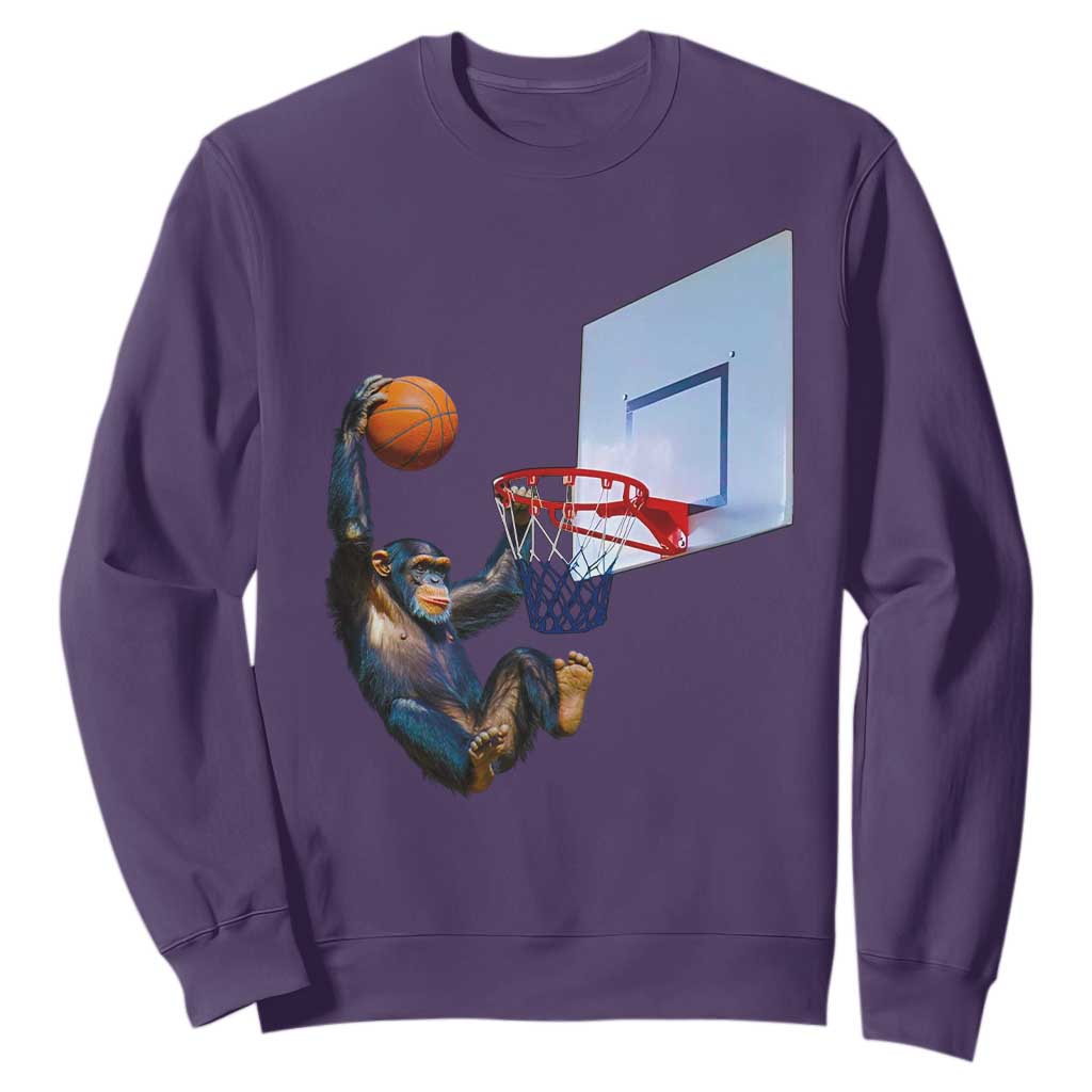 Funny Chimpanzee Basketball Monkey Sweatshirt TS11 Purple Print Your Wear