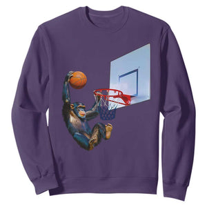 Funny Chimpanzee Basketball Monkey Sweatshirt TS11 Purple Print Your Wear