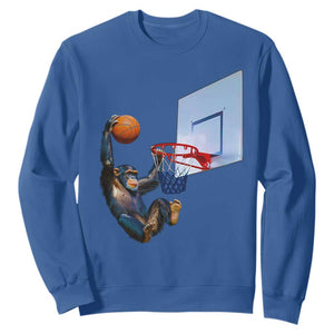 Funny Chimpanzee Basketball Monkey Sweatshirt TS11 Royal Blue Print Your Wear
