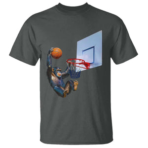 Funny Chimpanzee Basketball Monkey T Shirt TS11 Dark Heather Print Your Wear