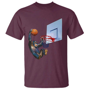 Funny Chimpanzee Basketball Monkey T Shirt TS11 Maroon Print Your Wear