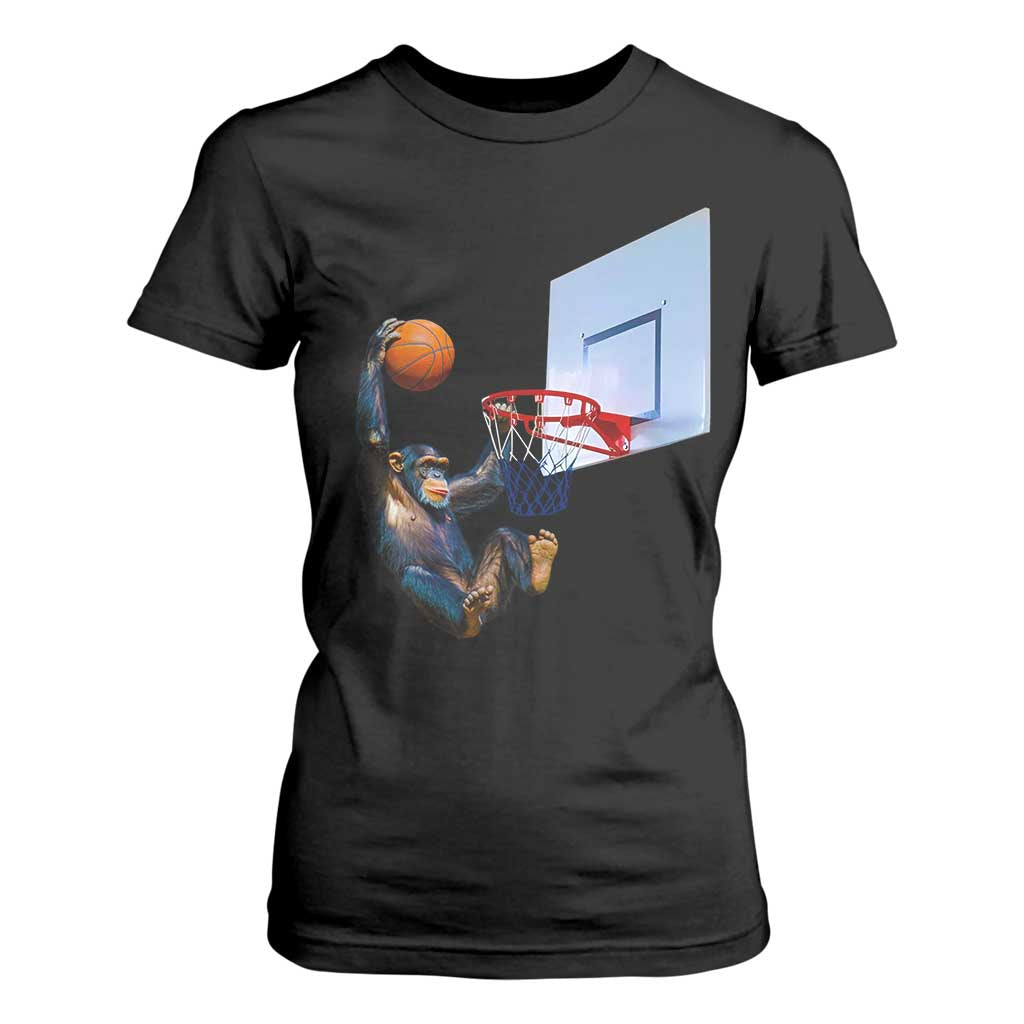 Funny Chimpanzee Basketball Monkey T Shirt For Women TS11 Black Print Your Wear