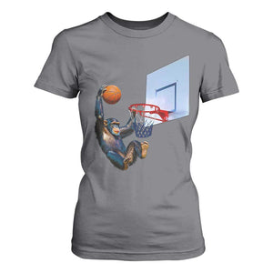 Funny Chimpanzee Basketball Monkey T Shirt For Women TS11 Charcoal Print Your Wear