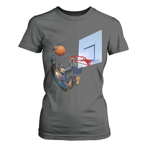 Funny Chimpanzee Basketball Monkey T Shirt For Women TS11 Dark Heather Print Your Wear