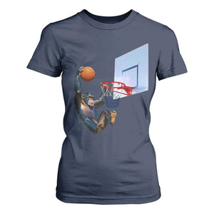 Funny Chimpanzee Basketball Monkey T Shirt For Women TS11 Navy Print Your Wear