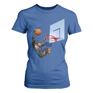 Funny Chimpanzee Basketball Monkey T Shirt For Women TS11 Royal Blue Print Your Wear