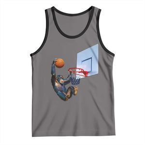 Funny Chimpanzee Basketball Monkey Tank Top TS11 Deep Heather Black Print Your Wear