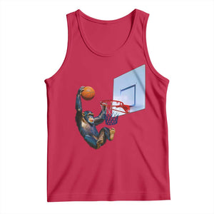 Funny Chimpanzee Basketball Monkey Tank Top TS11 Red Print Your Wear