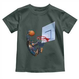 Funny Chimpanzee Basketball Monkey Toddler T Shirt TS11 Dark Forest Green Print Your Wear