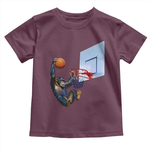 Funny Chimpanzee Basketball Monkey Toddler T Shirt TS11 Maroon Print Your Wear