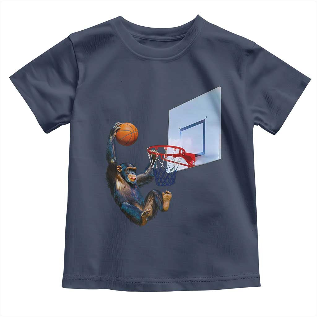Funny Chimpanzee Basketball Monkey Toddler T Shirt TS11 Navy Print Your Wear