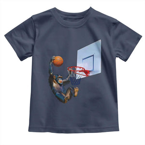 Funny Chimpanzee Basketball Monkey Toddler T Shirt TS11 Navy Print Your Wear