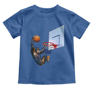 Funny Chimpanzee Basketball Monkey Toddler T Shirt TS11 Royal Blue Print Your Wear
