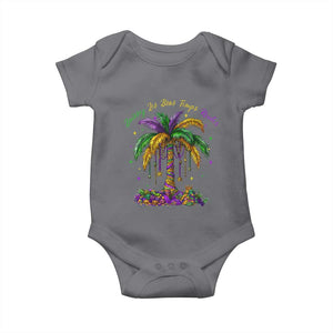 Funny Mardi Gras Coconut Palm Tree Baby Onesie Laissez Les Bons Temps Rouler Beads Masks TS11 Charcoal Print Your Wear