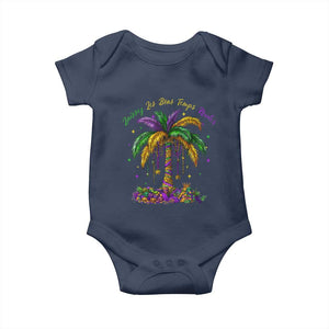 Funny Mardi Gras Coconut Palm Tree Baby Onesie Laissez Les Bons Temps Rouler Beads Masks TS11 Navy Print Your Wear