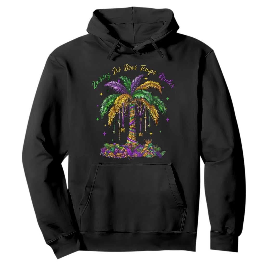 Funny Mardi Gras Coconut Palm Tree Hoodie Laissez Les Bons Temps Rouler Beads Masks TS11 Black Print Your Wear