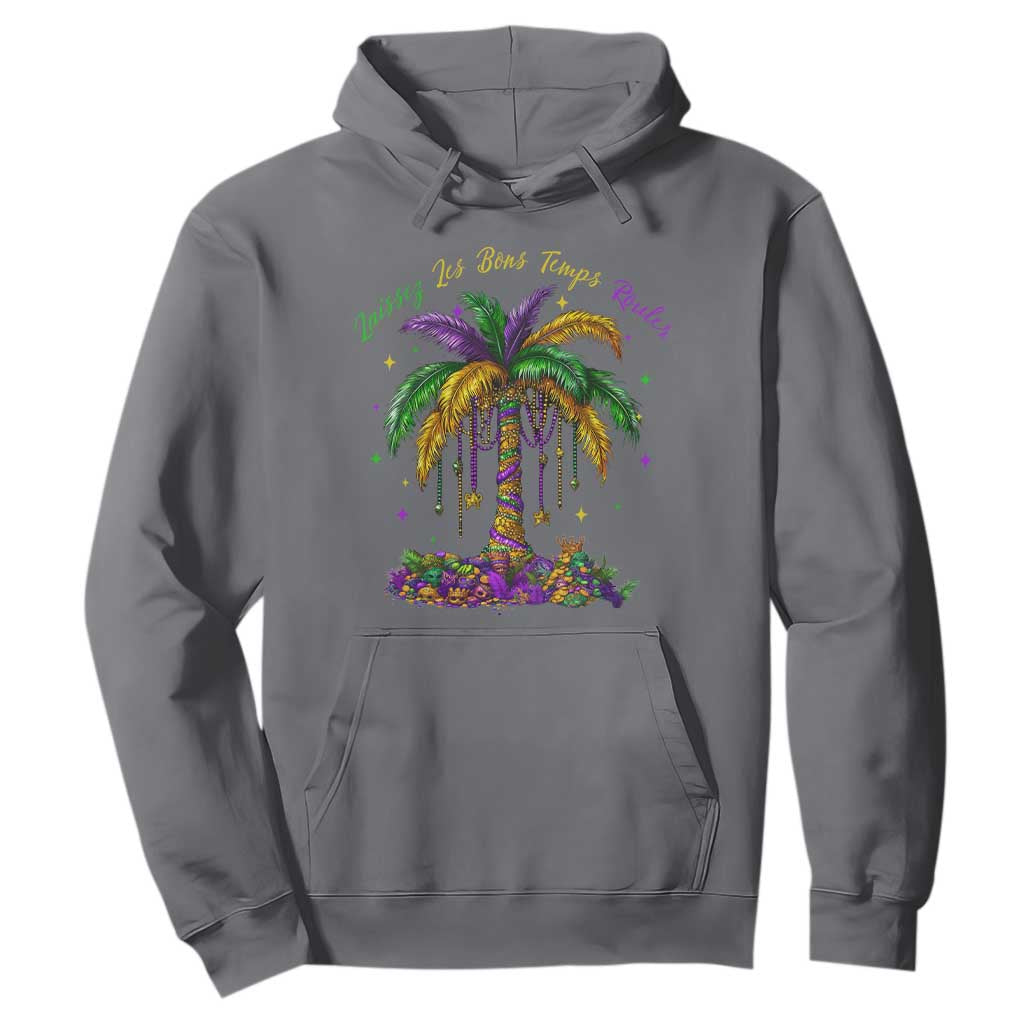 Funny Mardi Gras Coconut Palm Tree Hoodie Laissez Les Bons Temps Rouler Beads Masks TS11 Charcoal Print Your Wear