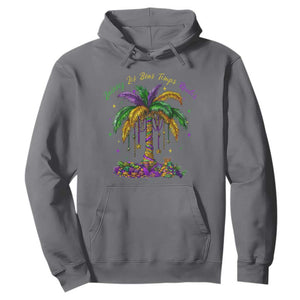 Funny Mardi Gras Coconut Palm Tree Hoodie Laissez Les Bons Temps Rouler Beads Masks TS11 Charcoal Print Your Wear