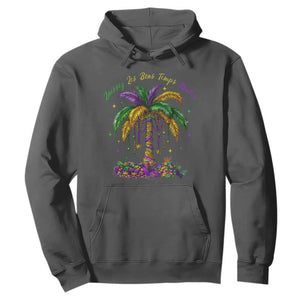 Funny Mardi Gras Coconut Palm Tree Hoodie Laissez Les Bons Temps Rouler Beads Masks TS11 Dark Heather Print Your Wear
