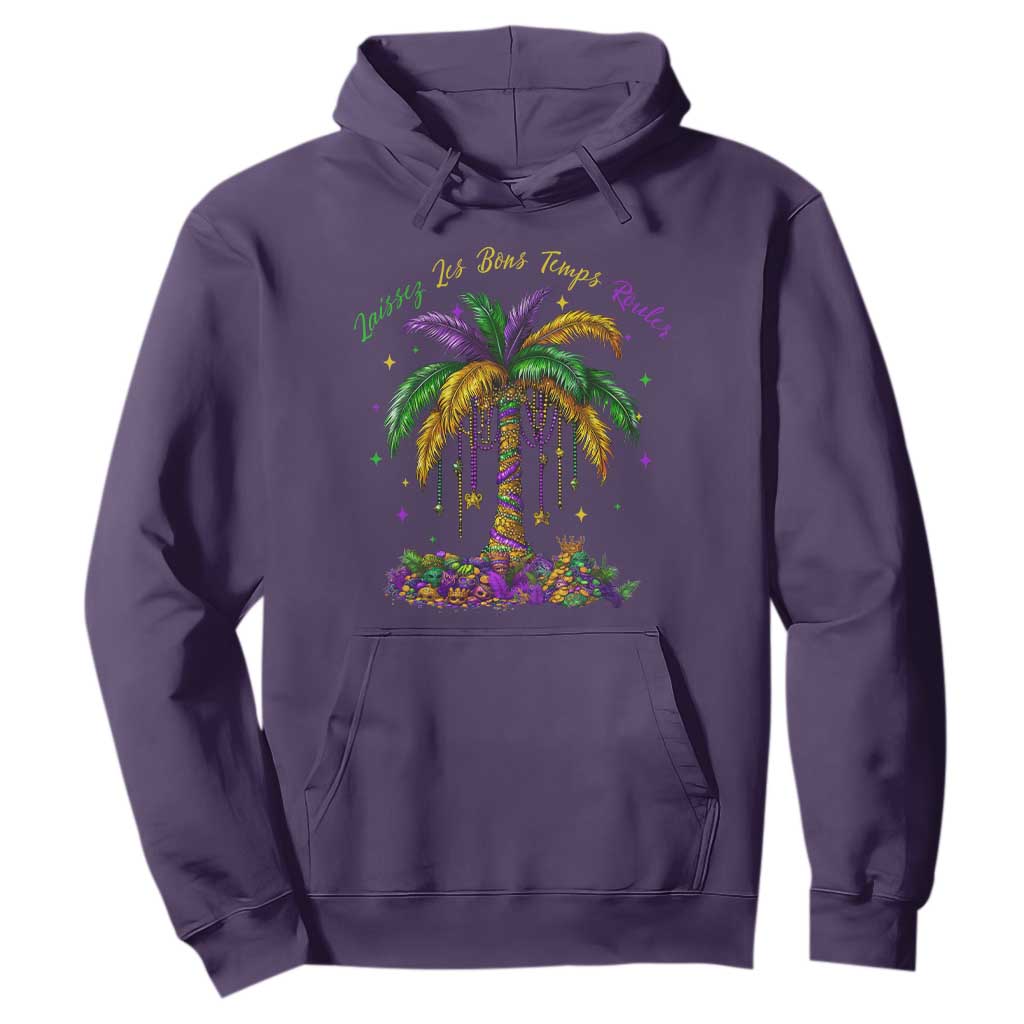 Funny Mardi Gras Coconut Palm Tree Hoodie Laissez Les Bons Temps Rouler Beads Masks TS11 Purple Print Your Wear