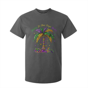 Funny Mardi Gras Coconut Palm Tree T Shirt For Kid Laissez Les Bons Temps Rouler Beads Masks TS11 Dark Heather Print Your Wear