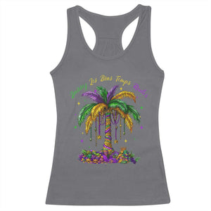 Funny Mardi Gras Coconut Palm Tree Racerback Tank Top Laissez Les Bons Temps Rouler Beads Masks TS11 Charcoal Print Your Wear
