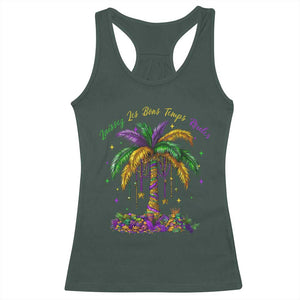 Funny Mardi Gras Coconut Palm Tree Racerback Tank Top Laissez Les Bons Temps Rouler Beads Masks TS11 Dark Forest Green Print Your Wear