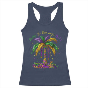 Funny Mardi Gras Coconut Palm Tree Racerback Tank Top Laissez Les Bons Temps Rouler Beads Masks TS11 Navy Print Your Wear