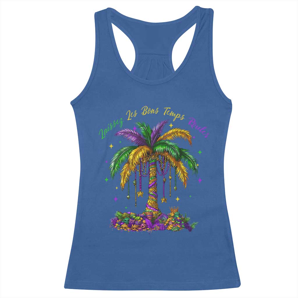 Funny Mardi Gras Coconut Palm Tree Racerback Tank Top Laissez Les Bons Temps Rouler Beads Masks TS11 Royal Blue Print Your Wear