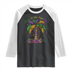 Funny Mardi Gras Coconut Palm Tree Raglan Shirt Laissez Les Bons Temps Rouler Beads Masks TS11 Black White Print Your Wear