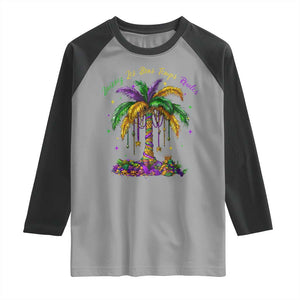 Funny Mardi Gras Coconut Palm Tree Raglan Shirt Laissez Les Bons Temps Rouler Beads Masks TS11 Sport Gray Black Print Your Wear