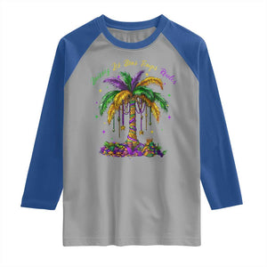 Funny Mardi Gras Coconut Palm Tree Raglan Shirt Laissez Les Bons Temps Rouler Beads Masks TS11 Sport Gray Royal Print Your Wear