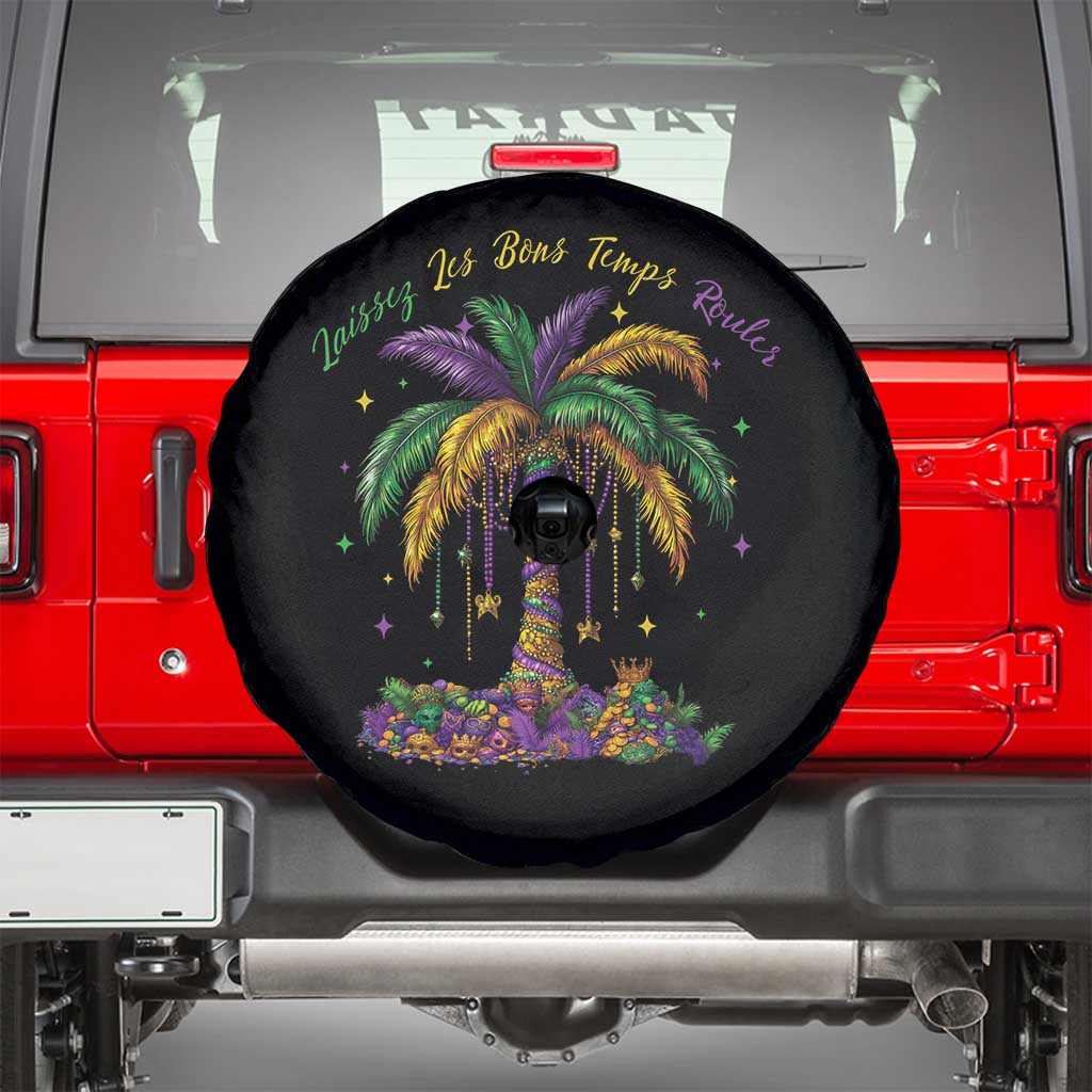 Funny Mardi Gras Coconut Palm Tree Spare Tire Cover Laissez Les Bons Temps Rouler Beads Masks TS11 Black Print Your Wear