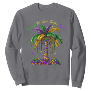 Funny Mardi Gras Coconut Palm Tree Sweatshirt Laissez Les Bons Temps Rouler Beads Masks TS11 Charcoal Print Your Wear