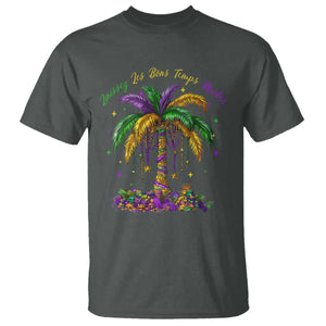 Funny Mardi Gras Coconut Palm Tree T Shirt Laissez Les Bons Temps Rouler Beads Masks TS11 Dark Heather Print Your Wear