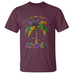 Funny Mardi Gras Coconut Palm Tree T Shirt Laissez Les Bons Temps Rouler Beads Masks TS11 Maroon Print Your Wear