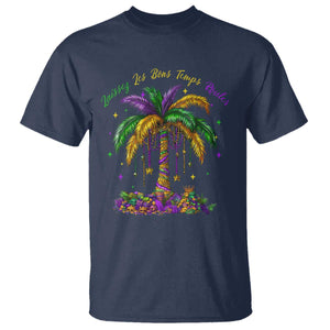 Funny Mardi Gras Coconut Palm Tree T Shirt Laissez Les Bons Temps Rouler Beads Masks TS11 Navy Print Your Wear