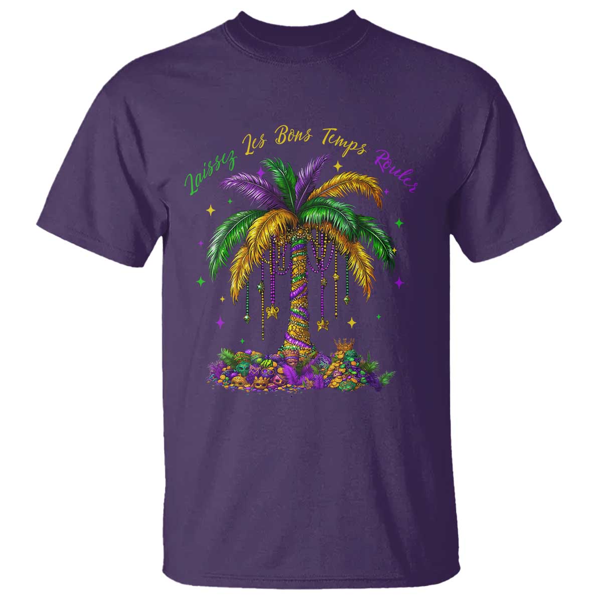 Funny Mardi Gras Coconut Palm Tree T Shirt Laissez Les Bons Temps Rouler Beads Masks TS11 Purple Print Your Wear
