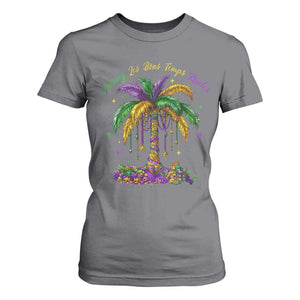 Funny Mardi Gras Coconut Palm Tree T Shirt For Women Laissez Les Bons Temps Rouler Beads Masks TS11 Charcoal Print Your Wear