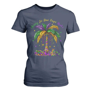 Funny Mardi Gras Coconut Palm Tree T Shirt For Women Laissez Les Bons Temps Rouler Beads Masks TS11 Navy Print Your Wear