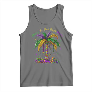 Funny Mardi Gras Coconut Palm Tree Tank Top Laissez Les Bons Temps Rouler Beads Masks TS11 Black Heather Print Your Wear