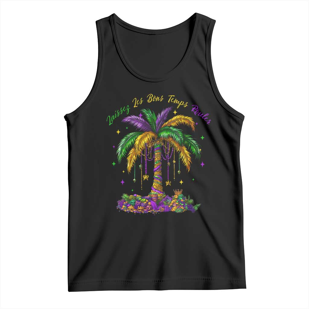 Funny Mardi Gras Coconut Palm Tree Tank Top Laissez Les Bons Temps Rouler Beads Masks TS11 Black Print Your Wear