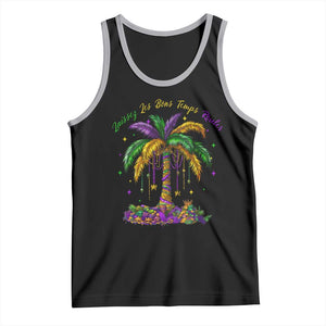Funny Mardi Gras Coconut Palm Tree Tank Top Laissez Les Bons Temps Rouler Beads Masks TS11 Black Athletic Heather Print Your Wear