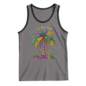 Funny Mardi Gras Coconut Palm Tree Tank Top Laissez Les Bons Temps Rouler Beads Masks TS11 Deep Heather Black Print Your Wear