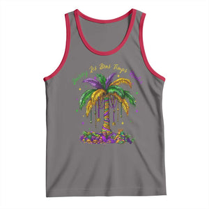 Funny Mardi Gras Coconut Palm Tree Tank Top Laissez Les Bons Temps Rouler Beads Masks TS11 Deep Heather Red Print Your Wear
